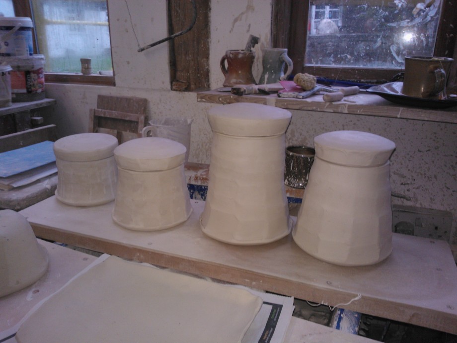 Finished Jars. 2nd from the left is the 1st Jar I made.